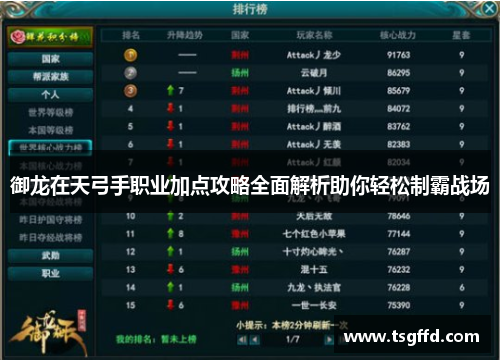 御龙在天弓手职业加点攻略全面解析助你轻松制霸战场
