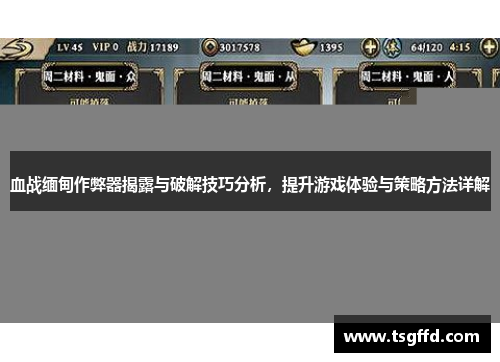 血战缅甸作弊器揭露与破解技巧分析，提升游戏体验与策略方法详解